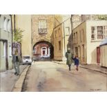 Tom Nisbett, RHA (1909 - 2001) "Looking into Bagott Street," watercolour, approx.