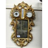 An 18th Century French style small giltwood Wall Mirror, with inset barometer,