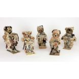 An unusual group of five attractive 20th Century Shop Display Teddy Bears, for a needlework shop,