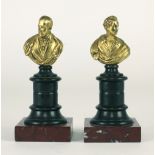 An attractive pair of early 19th Century gilt bronze Busts of Lord Byron and Sir Walter Scott,