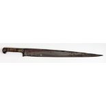 A 19th Century Turkish Sword, steel blade, with pointed tip,
