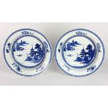 A large pair of late 18th Century Chinese Export blue and white deep Dishes,