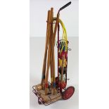 A portable Croquet Set, with mallets , balls and rings.