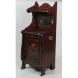 An Edwardian inlaid mahogany Coal Scuttle, with shelf above a mirror back, with decorative panel.