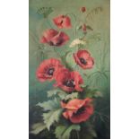 20th Century Irish School "Poppies," O.O.C., attractive portrait picture in gilt frame.