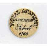 Unique Memento Yeats (John Butler) His original circular ivory School Ticket for 'Royal Academy
