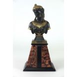 After Bouret (French 19th Century) A 19th Century Egyptian Revival bronze gilt and marble statute