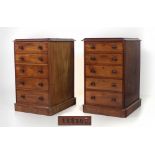 An attractive pair of Victorian mahogany five drawer Lockers, by Waring & Gillows,