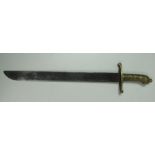 A very heavy good quality early 19th Century short Sword, with reeded brass handle,