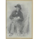 John Butler Yeats, R.H.A. (1839 - 1922) "Sketch of an Old Man Seated," pencil, approx.