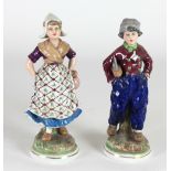 An attractive pair of mid-19th Century French polychrome porcelain painted Figures,
