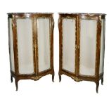 An attractive fine quality pair of 19th Century Louis XVI style French kingswood Vitrine Cabinets,