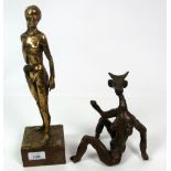 Giopeo Sculpture: A tall gilt bronze model of a standing Nude Woman, signed, approx.
