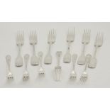 A set of 6 George IV Irish silver Dinner Forks, Dublin c. 1825, possibly by Chas.
