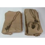 Two pairs of champagne coloured silk lined and interlined Curtains, each approx.