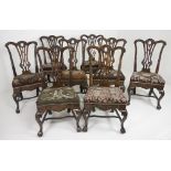 A set of 8 Georgian period walnut Dining Chairs,