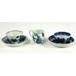 A collection of five attractive 18th Century blue and white Worcester porcelain Bowls,
