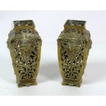 A pair of heavy brass Vases,