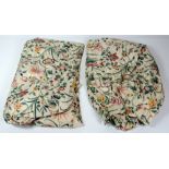 A pair of fine quality silk cream ground floral design Curtains,