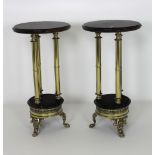 A pair of Victorian heavy brass and mahogany Jardiniere Stands,