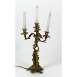 A tall 19th Century gilt bronze four branch Candelabra, in the rococo style,