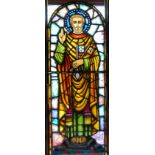 Clarke Studios (Stained Glass) "Saint Peter," possibly David Clarke, approx.