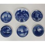 A collection of six Royal Copenhagen Christmas Commemorative Plates, for 1900, 1926, 1927, 1928,
