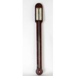 A Regency flamed mahogany and inlaid Stick Barometer, by P. Bregazzi, Nottingham.