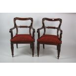A pair of William IV style mahogany Carver Armchairs,