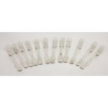 A good heavy set of 10 William IV English silver Dinner Forks, London c.