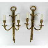 A pair of 19th Century style two branch gilt bronze Wall Lights,