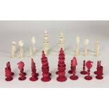 A very fine 19th Century carved, pierced and engraved Chinese ivory Chess Set, probably Cantonese,