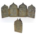 A late 18th / early 19th Century Russian brass folding Travel Icon,
