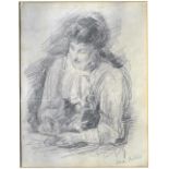 John Butler Yeats, R.H.A. (1839 - 1922) "Sketch of Susan Mitchell," pencil, approx.