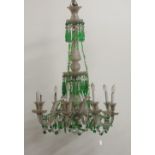 A large and unusual late 19th Century eight branch etched glass Chandelier,