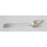 A large silver Basting Spoon, by Samuel Nevill, Dublin 1825, 4 ozs., 12 3/4" long.
