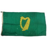 [Yeats family] A green Flag, with an applied gold harp embroidered in silk,