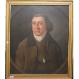 Late 18th Century Irish School "Portrait of a Gentleman with high collar and wig,