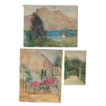 Yeats (Elizabeth Corbet, 'Lolly') Four Watercolours on board, one of a scene at Lake Garda,