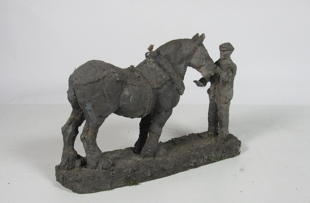 20th Century Irish School An original plaster maquette of a ploughman and horseman. - Image 2 of 2