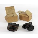 Two British World War II issue Gas Masks, in original boxes, signed Mrs. A. Yeats and Mr. M.B.