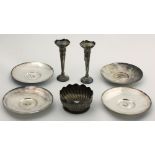 A small English Victorian silver Bowl, with wavy rope rim, and reeded body on plain circular base,