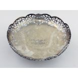 An attractive circular pierced English silver Fruit Bowl, of low proportions, Sheffield 1947,