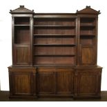 A fine quality William IV Irish inverted Breakfront Bookcase,