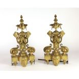 A pair of tall 19th Century French gilt bronze Chenets,