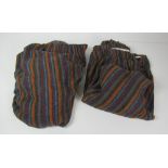 A pair of Donegal tweed striped multi-coloured Curtains, each approx. 200cms x 402cms (79" x 162").