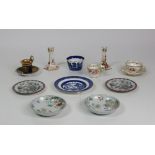 English & Other Porcelain: A blue and white "Spode," willow pattern Cup and Plate,