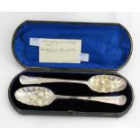 A rare pair of early George III Irish silver Berry Spoons, Dublin 1763, by David Peter, approx.