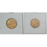 A very good George V full Sovereign 1918, and a similar Half-Sovereign, 1914, both with St.