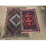 A small rose ground Oriental Rug, and a large ditto,